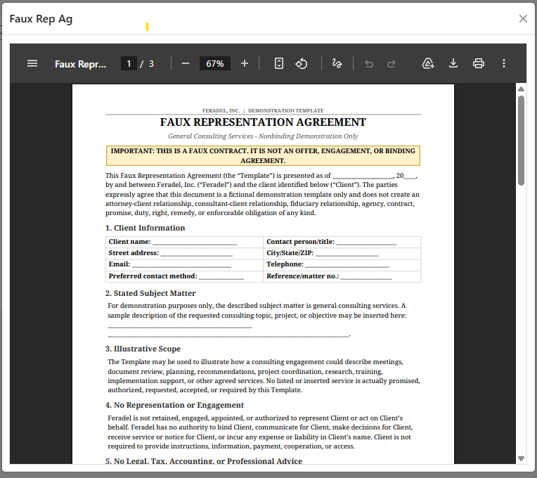 FeraSign PDF document preview